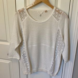 Gorgeous Knitted Knotted lace knit Anthropologie large cream sweater ivory